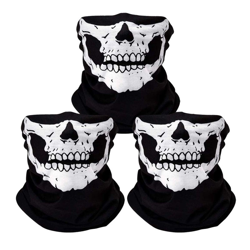 ZKSM 3Pcs Breathable Face Masks Skull Mask Seamless Balaclava Mask Headwear Scarf (white) - Image 1